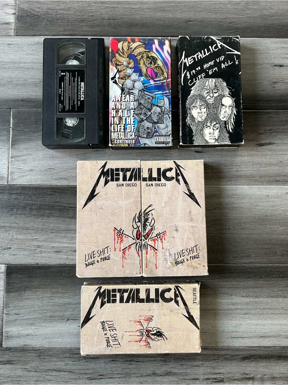 Vintage 1980-90s Collection of Metallica Live Shows Concerts VHS Tapes w/ Cover